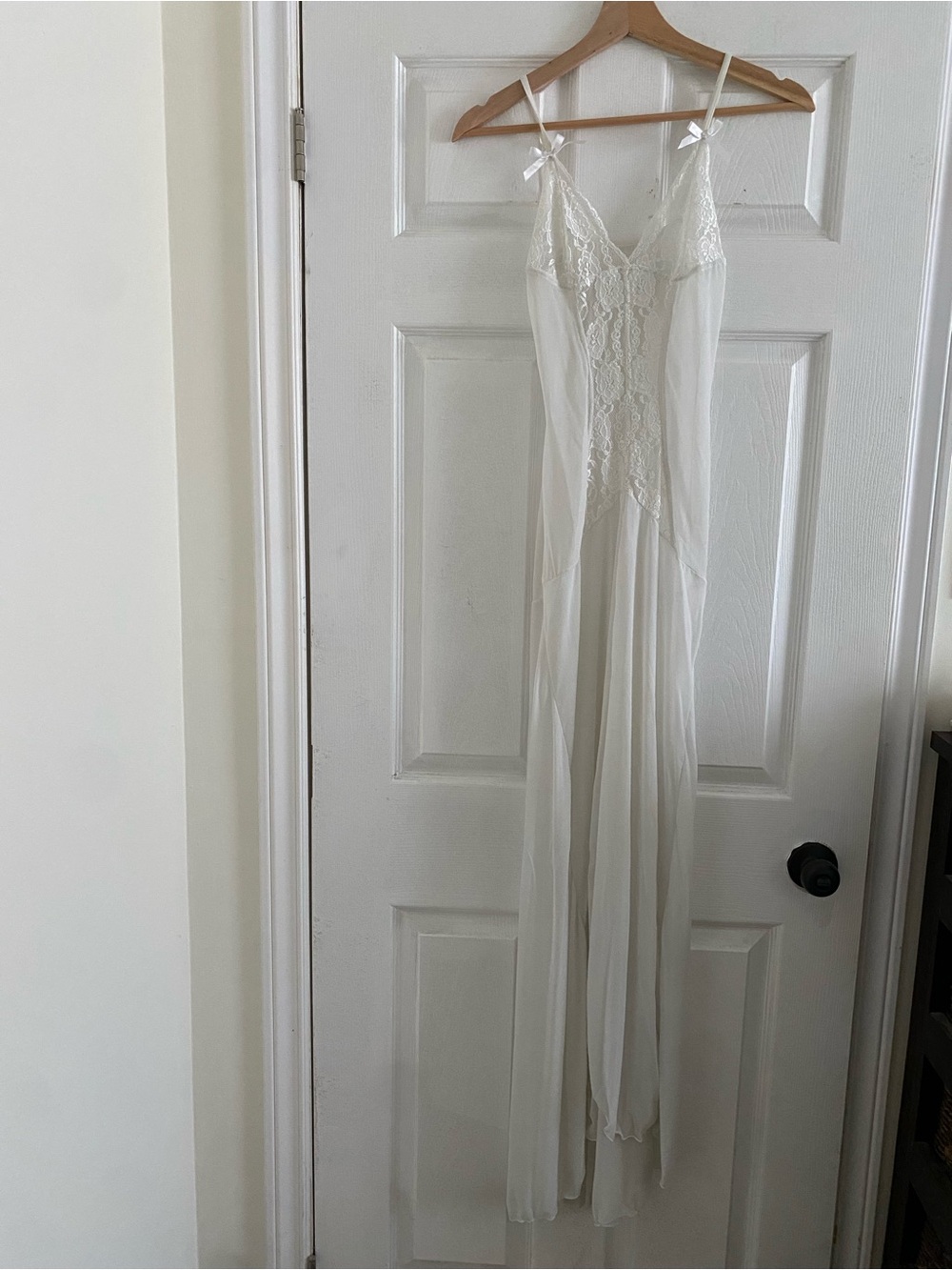 Elegant White Lace-Trim Slip Dress
